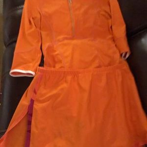 Tennis skirt and fitted 3/4 top